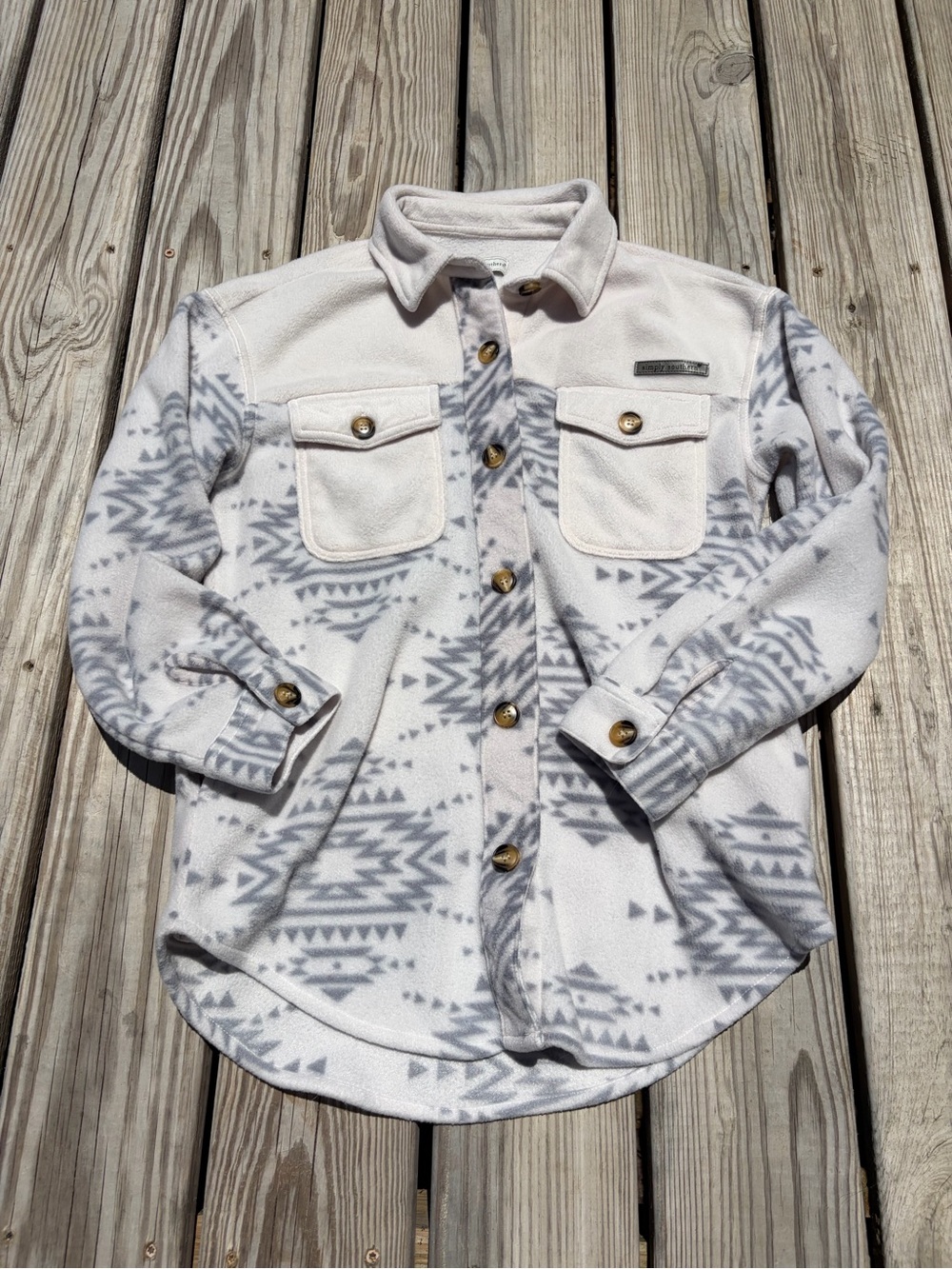 Simply Southern Women’s Shacket Size S Aztec Fleece‎ Button Down Shirt Jacket